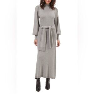 ASTR The Label Julianne Grey Balloon Sleeve Wrap Maxi Sweater Dress Size M
